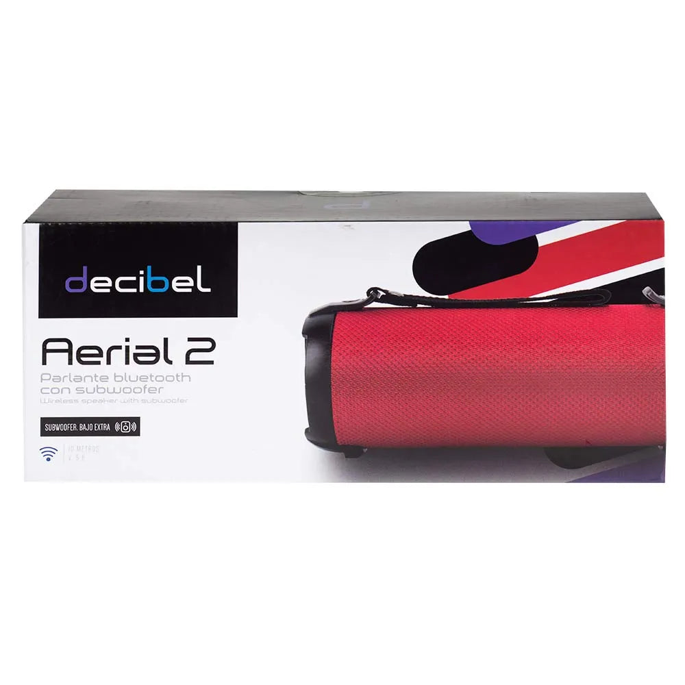 Parlante bluetooth Decibel Aerial 2 con subwoofer, máx. 4 horas, rojo