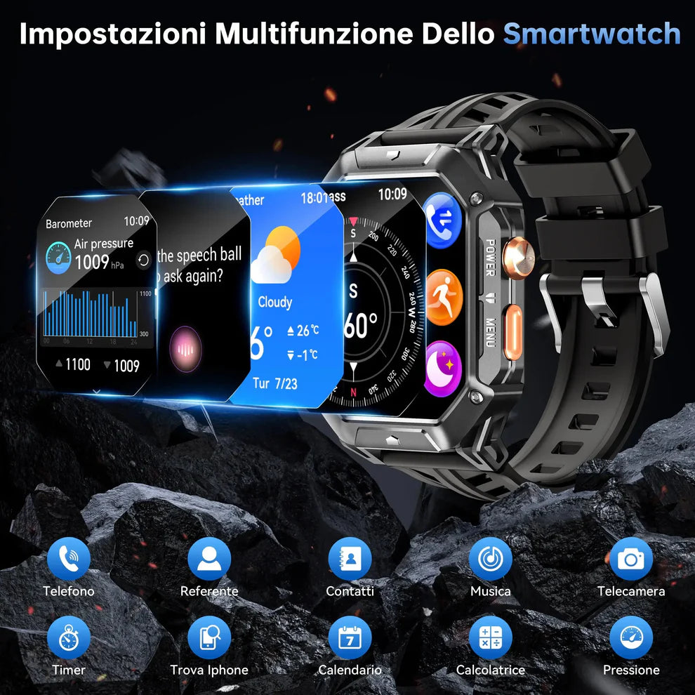 Reloj de exterior resistente OUKITEL BT80 con capacidad de batería de 1000mAh y resistencia al agua 5ATM