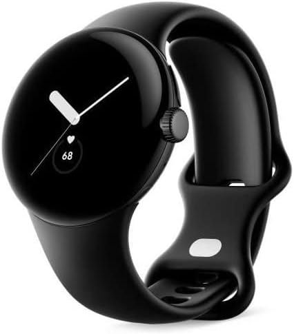 Google Pixel Watch: reloj inteligente Android con monitor de actividad y análisis. Caja de acero inoxidable negro mate con correa deportiva negra volcánica y LTE.