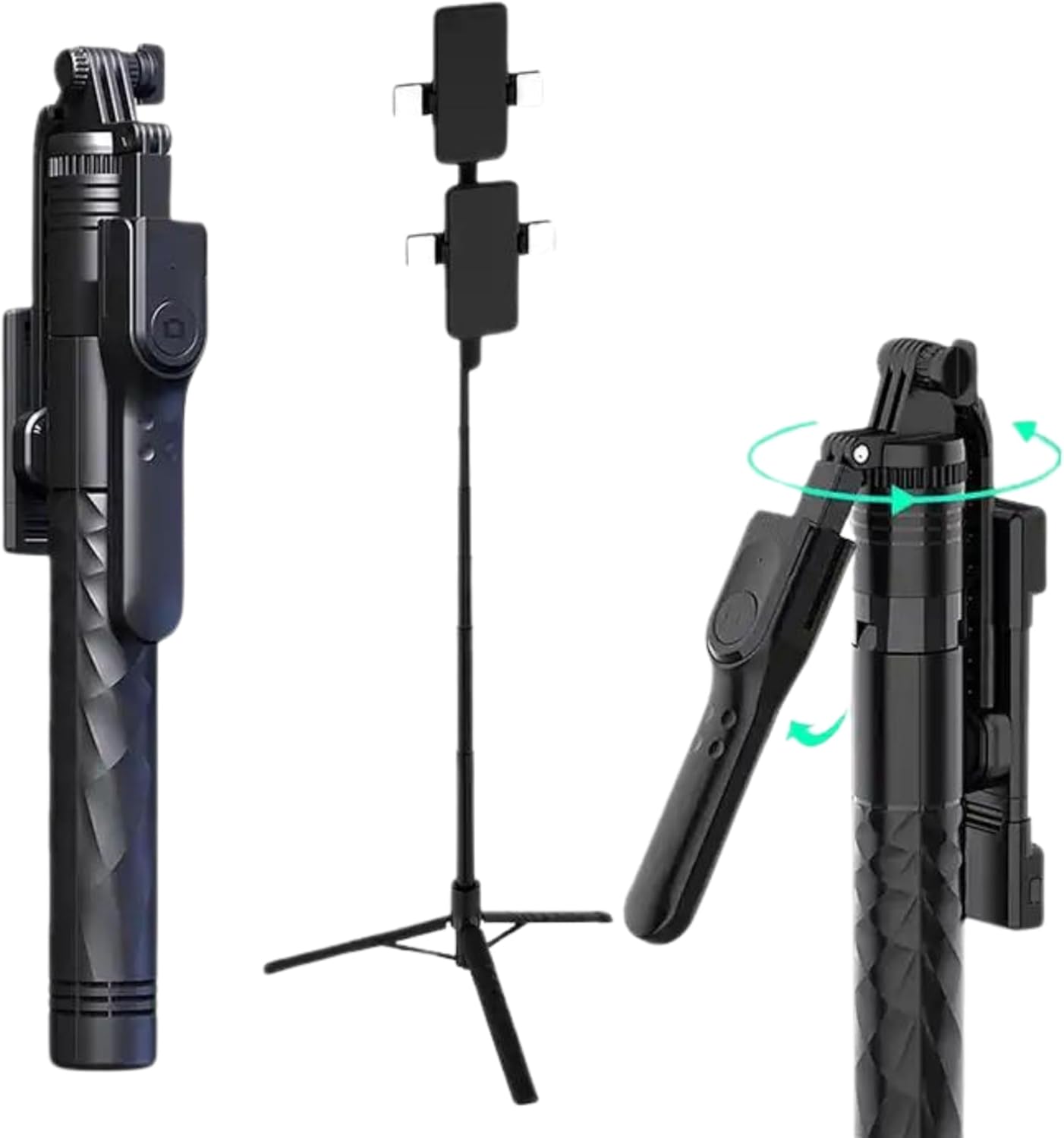 Palo selfie inalámbrico para transmisión en vivo con soporte de teléfono adicional, monopie extensible para selfies, vlogs y transmisión sin esfuerzo, compatibilidad universal y funciones