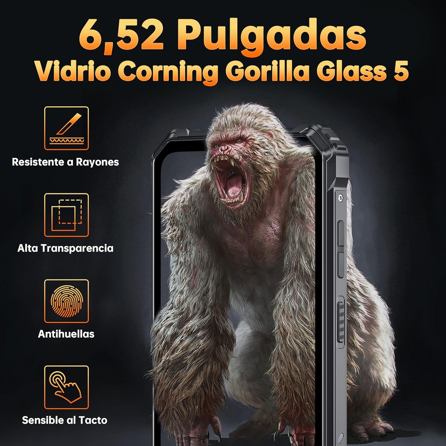 Teléfono Movil OUKITEL G1 Android 14 Móvil Rugerizado - 24GB RAM+256GB ROM(TF 1TB) Móvil Irrompible, Batería 10600mAh, 6.52'' HD+ IPS Teléfono Movil, Cámara 48MP+5MP, 95dB Altavoz, Dual 4G Face ID