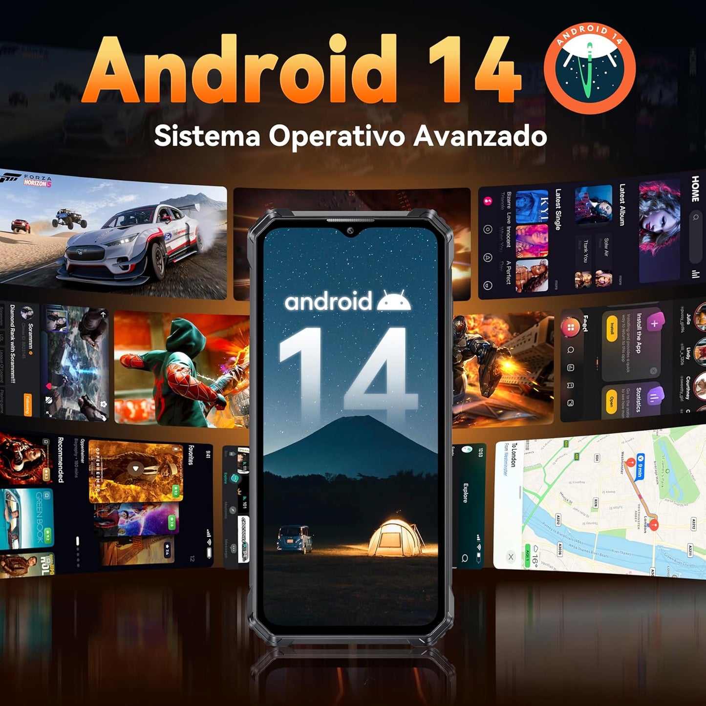 Teléfono Movil OUKITEL G1 Android 14 Móvil Rugerizado - 24GB RAM+256GB ROM(TF 1TB) Móvil Irrompible, Batería 10600mAh, 6.52'' HD+ IPS Teléfono Movil, Cámara 48MP+5MP, 95dB Altavoz, Dual 4G Face ID