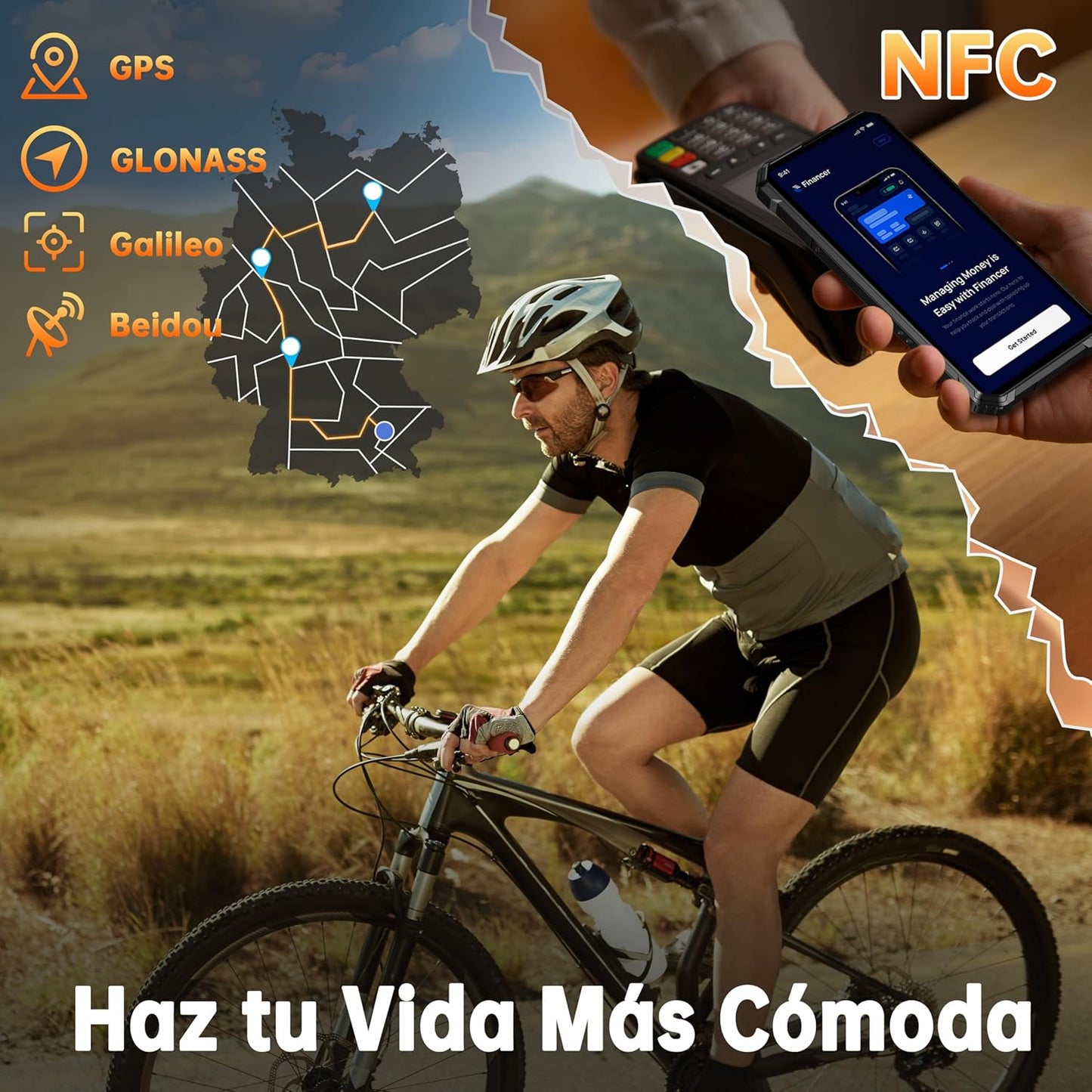 Teléfono Movil OUKITEL G1 Android 14 Móvil Rugerizado - 24GB RAM+256GB ROM(TF 1TB) Móvil Irrompible, Batería 10600mAh, 6.52'' HD+ IPS Teléfono Movil, Cámara 48MP+5MP, 95dB Altavoz, Dual 4G Face ID