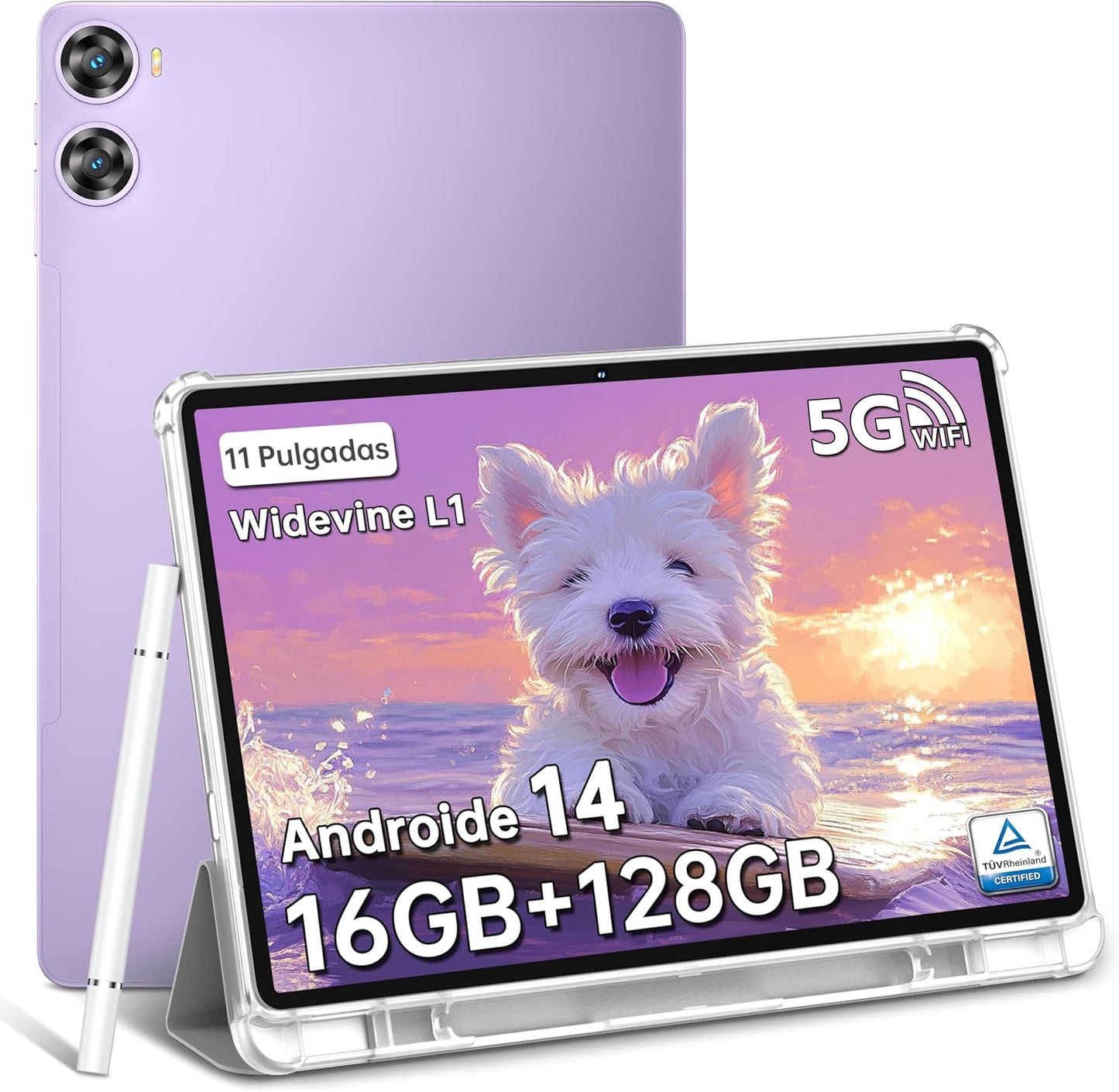 OUKITEL OT9 Android 14 WiFi Tablet 11 Pulgadas 16GB + 128GB(1TB TF) Gaming Tableta Batería 8000mAh COLOR MORADO