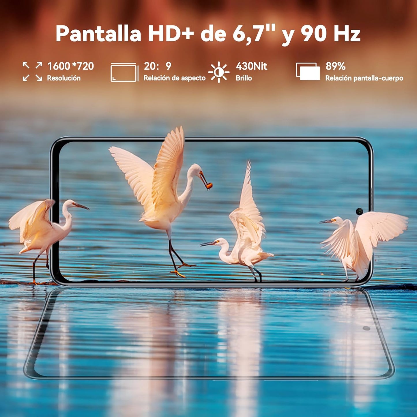 Teléfono Móvil Libres OUKITEL C58 Pro Android 14&nbsp; - 6.7 Pantalla HD+ 90Hz Teléfonos Inteligentes, 24GB+256GB/1TB, Batería 5150mAh, Cámara 50MP Smartphone, 4G Dual SIM/OTG/GPS/Fingerprint/Face ID