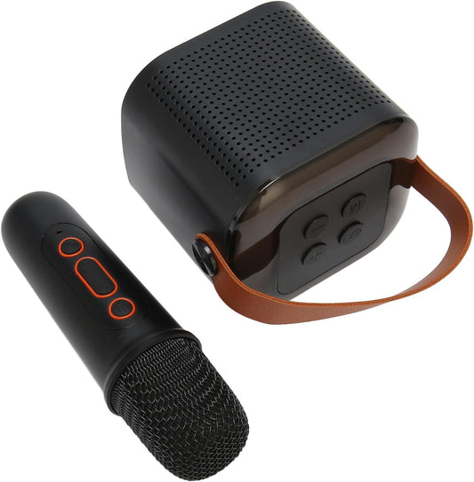 Máquina de Karaoke con Micrófono Inalámbrico, Altavoz Bluetooth Y1 Bass Treble con Luz RGB, Altavoz de Karaoke de 6 W Compatible con Reproducción de Tarjeta de Memoria, Cubre una (Negro)