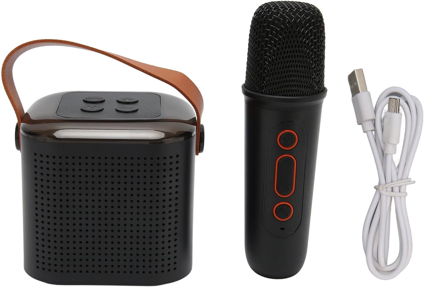 Máquina de Karaoke con Micrófono Inalámbrico, Altavoz Bluetooth Y1 Bass Treble con Luz RGB, Altavoz de Karaoke de 6 W Compatible con Reproducción de Tarjeta de Memoria, Cubre una (Negro)