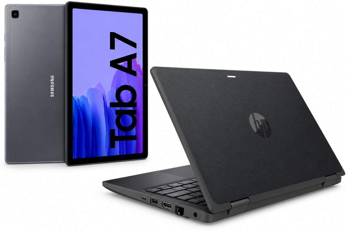 HP ProBook X360 11 G6 EE, portátil usado con pantalla táctil de 11,6", procesador Intel Core i5-10210U, 8 GB de RAM 128 gb windows 11 pro + Tablet usado Samsung Galaxy Tab A7 WiFi+4g - Tablet 32GB, 3GB RAM, Dark Gray