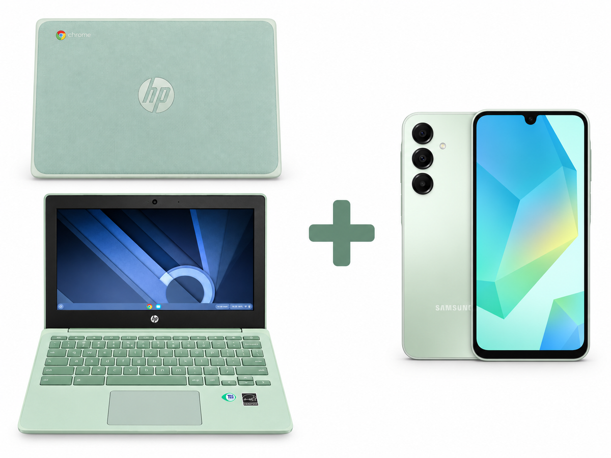 PACK ORDENADOR SEMINUEVO HP Chromebook 11 G8 EE 29,5 cm [11,6] HD Intel Celeron 4 RAM + 32 GB + Telefono nuevo SAMSUNG Galaxy A16 4G, Green, Móvil Android, 128 GB, 4 GB RAM, 6,7 " Super AMOLED, Processor, 5000 mAh