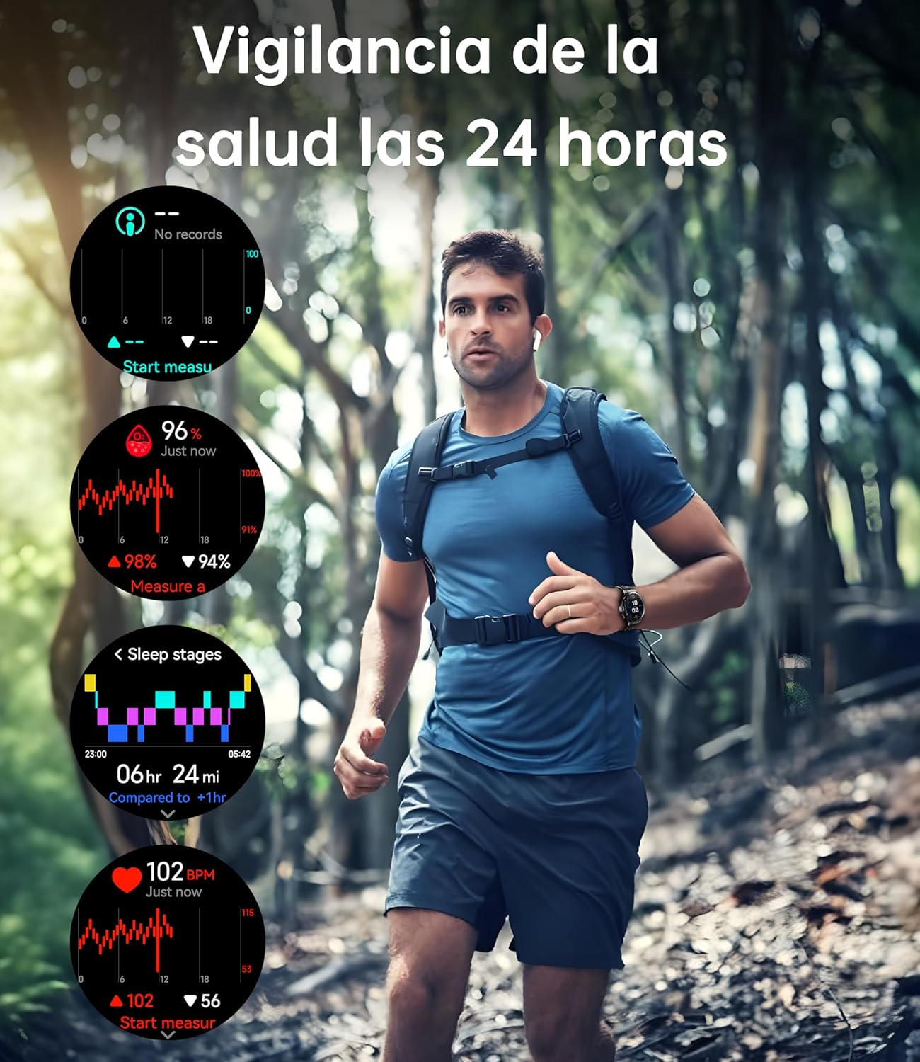 OUKITEL Reloj Inteligente Hombre con GPS, Smartwatch Hombre Deportivo con 150 Modos Deportivos, Pantalla AMOLED de 1,43" 5ATM Impermeable, 24/7 Monitor de Salud, batería de 10 días