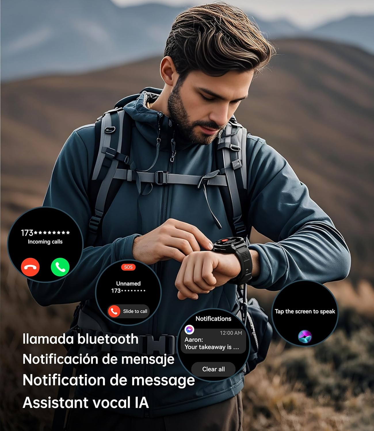 OUKITEL Reloj Inteligente Hombre con GPS, Smartwatch Hombre Deportivo con 150 Modos Deportivos, Pantalla AMOLED de 1,43" 5ATM Impermeable, 24/7 Monitor de Salud, batería de 10 días