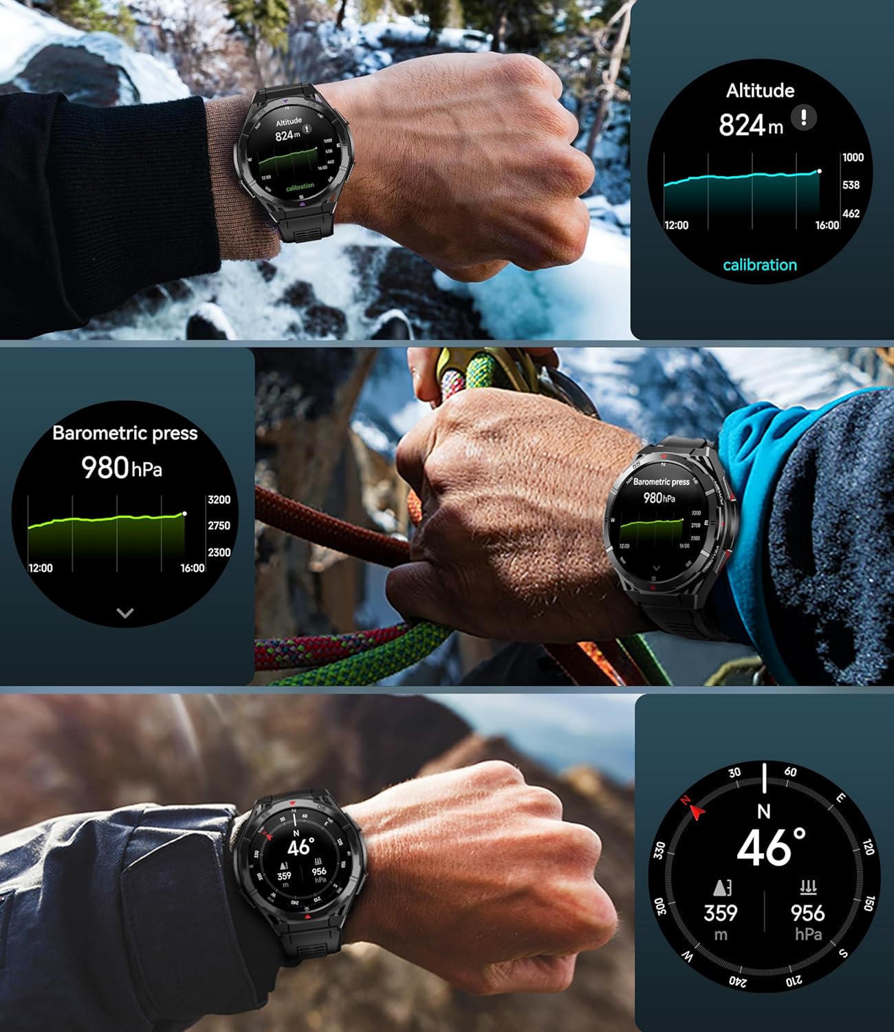 OUKITEL Reloj Inteligente Hombre con GPS, Smartwatch Hombre Deportivo con 150 Modos Deportivos, Pantalla AMOLED de 1,43" 5ATM Impermeable, 24/7 Monitor de Salud, batería de 10 días