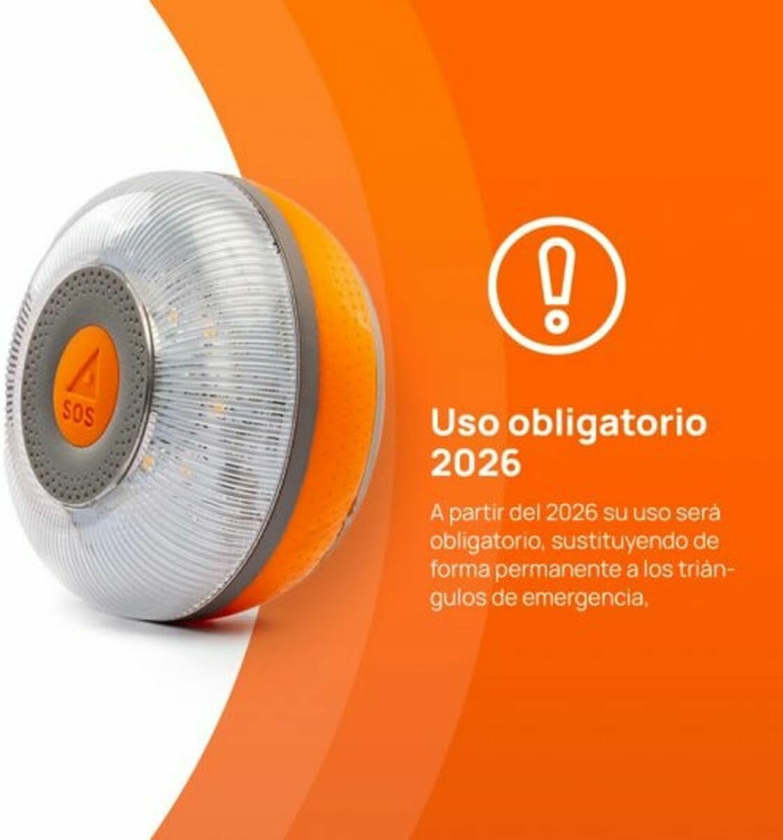FlashLED SOS Luz Emergencia V16 Conectada Homologada, Autorizada por la DGT, Tarjeta SIM y SERVICIO DE DATOS HASTA 2038, Base Imantada, Resistencia al Agua y Polvo IP54, INCLUYE FUNDA